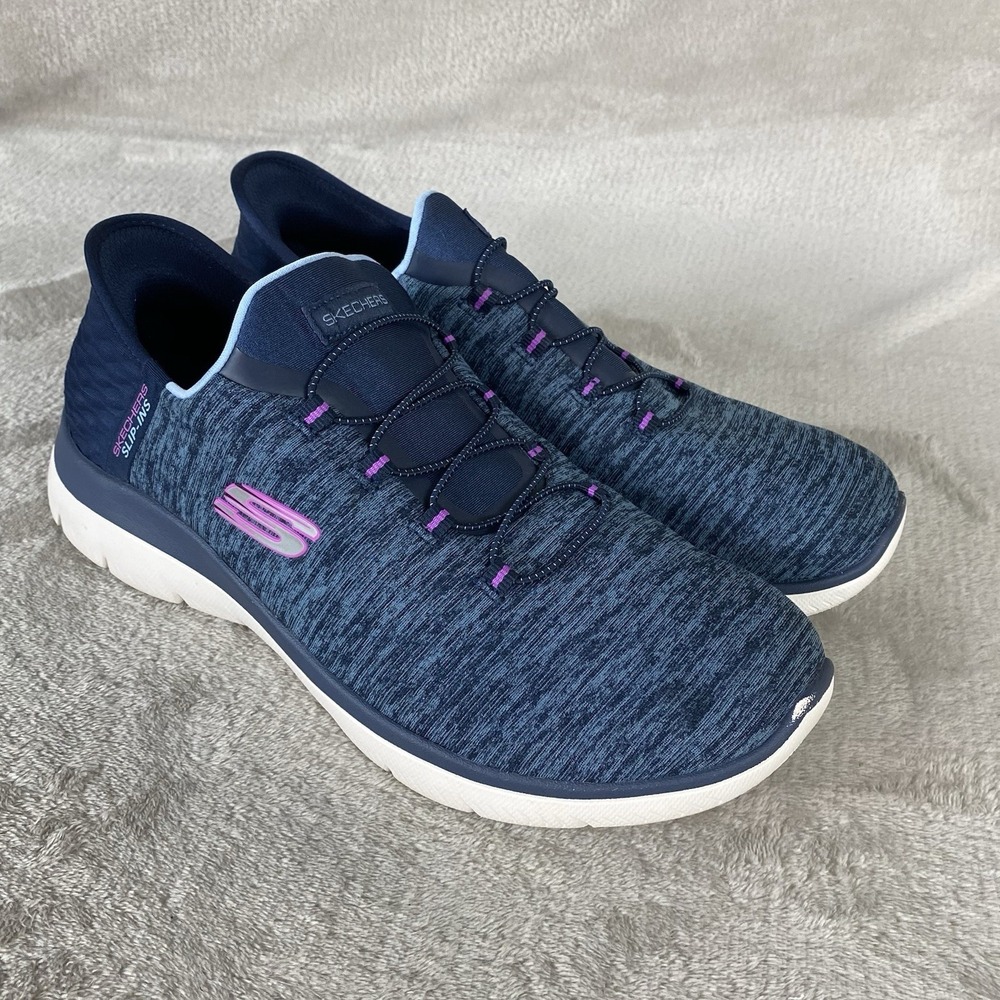 Skechers Slip-Ins Summits Shoes Womens Size 10 Blue Wide Memory Foam Hands Free